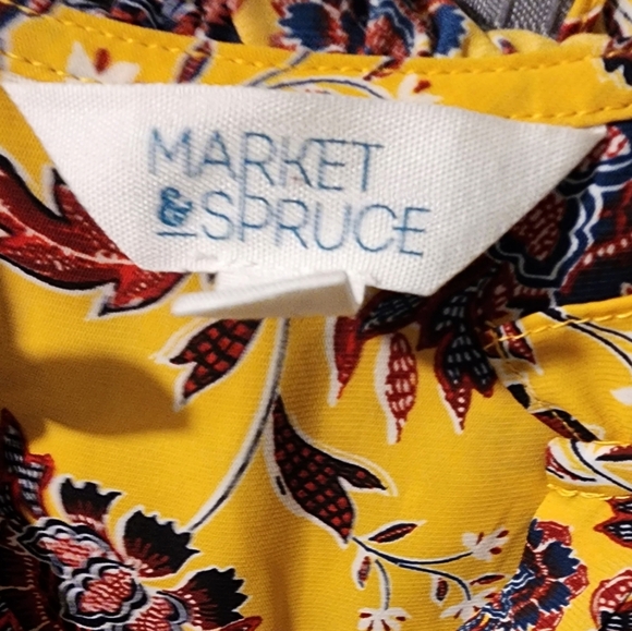 - Gold Floral Relaxed Sleeveless Blouse - L - Picture 3 of 5